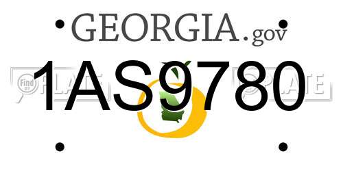 1AS9780 Georgia License Plate