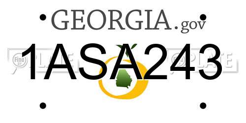 1ASA243 Georgia License Plate