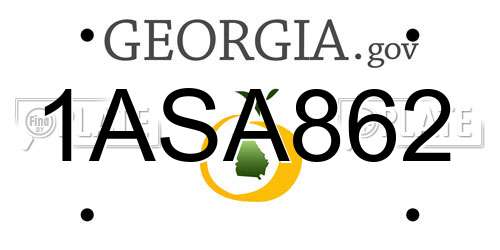 1ASA862 Georgia License Plate