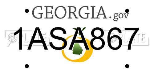 1ASA867 Georgia License Plate