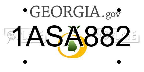 1ASA882 Georgia License Plate