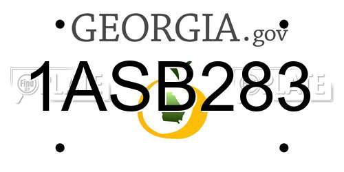 1ASB283 Georgia License Plate