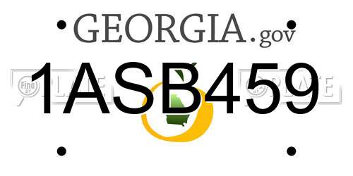 1ASB459 Georgia License Plate