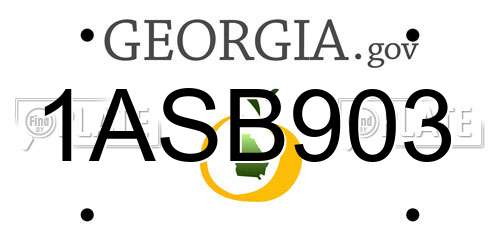 1ASB903 Georgia License Plate