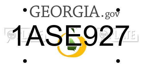 1ASE927 Georgia License Plate