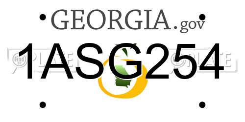 1ASG254 Georgia License Plate