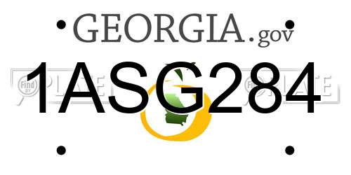 1ASG284 Georgia License Plate
