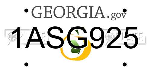 1ASG925 Georgia License Plate