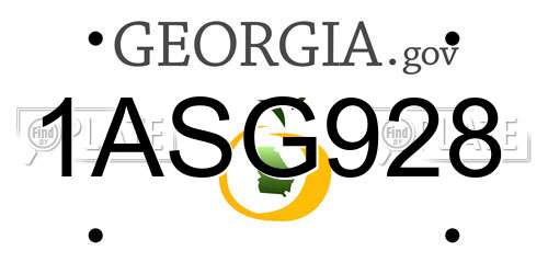 1ASG928 Georgia License Plate