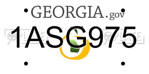 1ASG975 Georgia License Plate