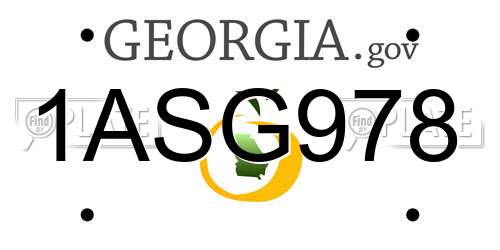 1ASG978 Georgia License Plate
