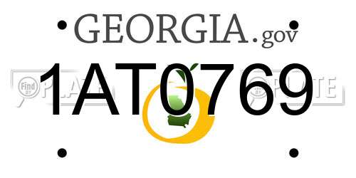1AT0769 Georgia License Plate