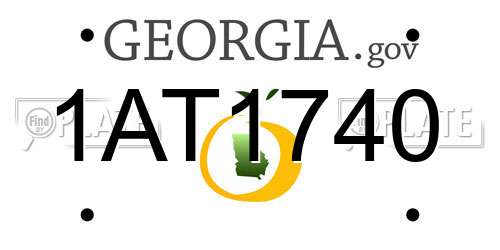 1AT1740 Georgia License Plate