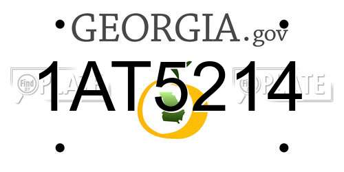 1AT5214 Georgia License Plate
