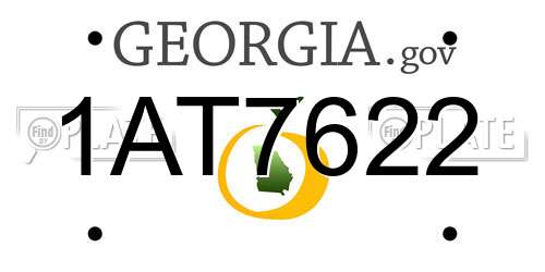 1AT7622 Georgia License Plate