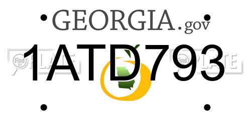 1ATD793 Georgia License Plate