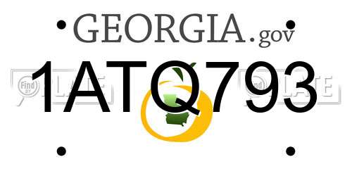 1ATQ793 Georgia License Plate