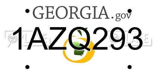 1AZQ293 Georgia License Plate