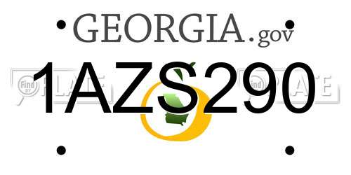 1AZS290 Georgia License Plate