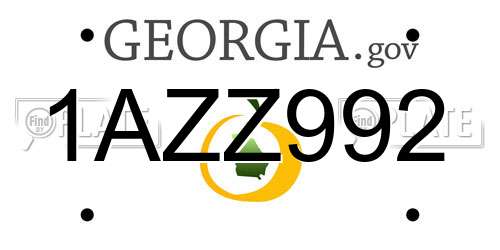 1AZZ992 Georgia License Plate