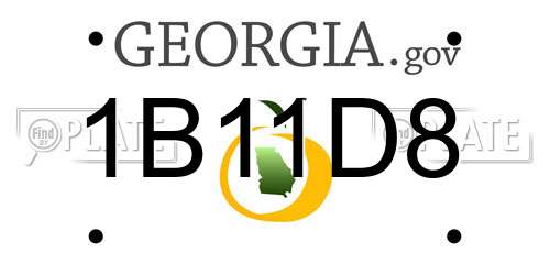 1B11D8 Georgia License Plate