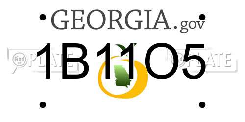 1B11O5 Georgia License Plate