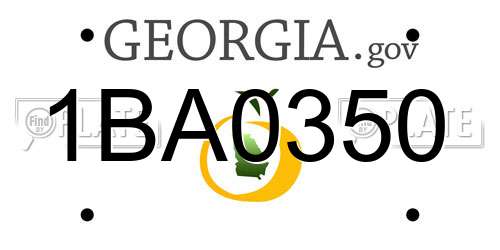 1BA0350 Georgia License Plate