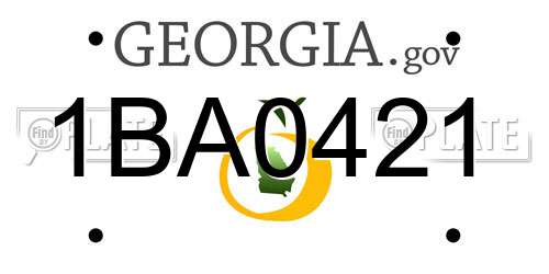 1BA0421 Georgia License Plate