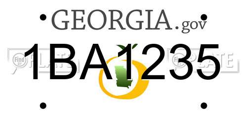 1BA1235 Georgia License Plate