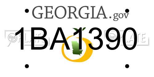 1BA1390 Georgia License Plate