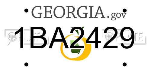 1BA2429 Georgia License Plate