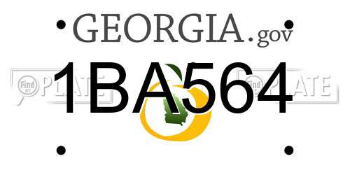1BA564 Georgia License Plate
