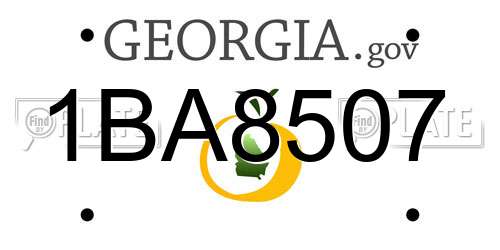 1BA8507 Georgia License Plate
