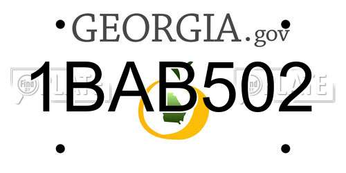 1BAB502 Georgia License Plate