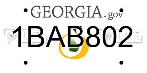 1BAB802 Georgia License Plate