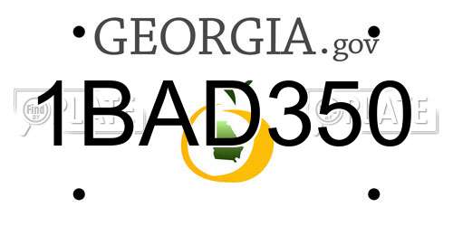 1BAD350 Georgia License Plate