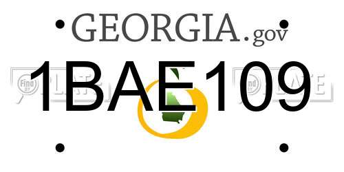 1BAE109 Georgia License Plate