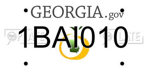 1BAI010 Georgia License Plate
