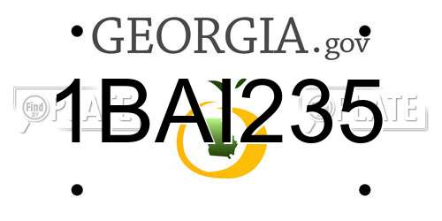 1BAI235 Georgia License Plate
