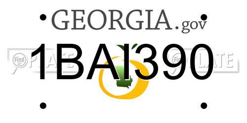 1BAI390 Georgia License Plate