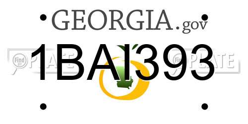 1BAI393 Georgia License Plate