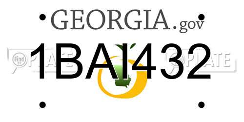 1BAI432 Georgia License Plate