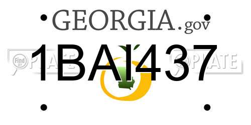 1BAI437 Georgia License Plate