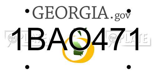 1BAO471 Georgia License Plate