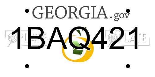 1BAQ421 Georgia License Plate