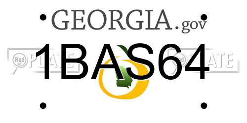 1BAS64 Georgia License Plate