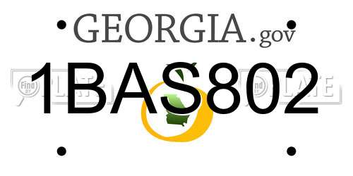1BAS802 Georgia License Plate