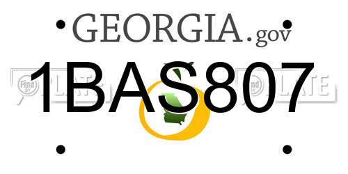 1BAS807 Georgia License Plate