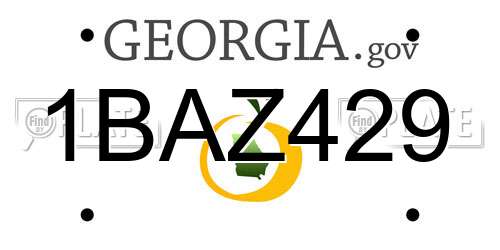 1BAZ429 Georgia License Plate