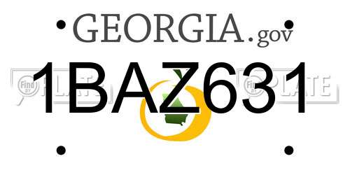 1BAZ631 Georgia License Plate